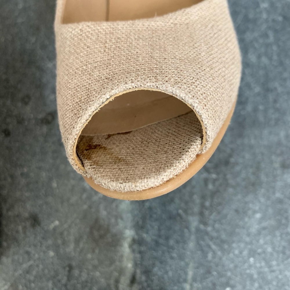 Stuart Weitzman Peep Toe Canvas Wedge - image 8